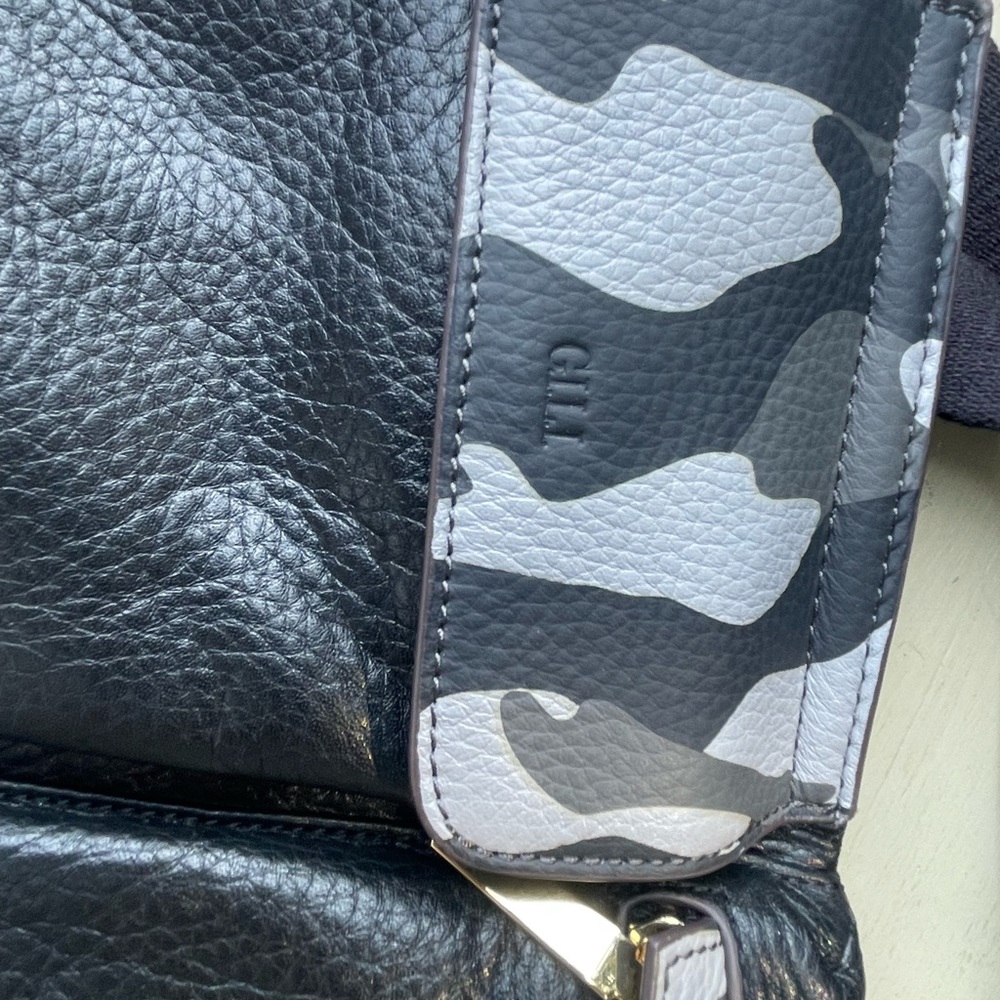 Gill Black Leather Sling Pouch Fanny Pack